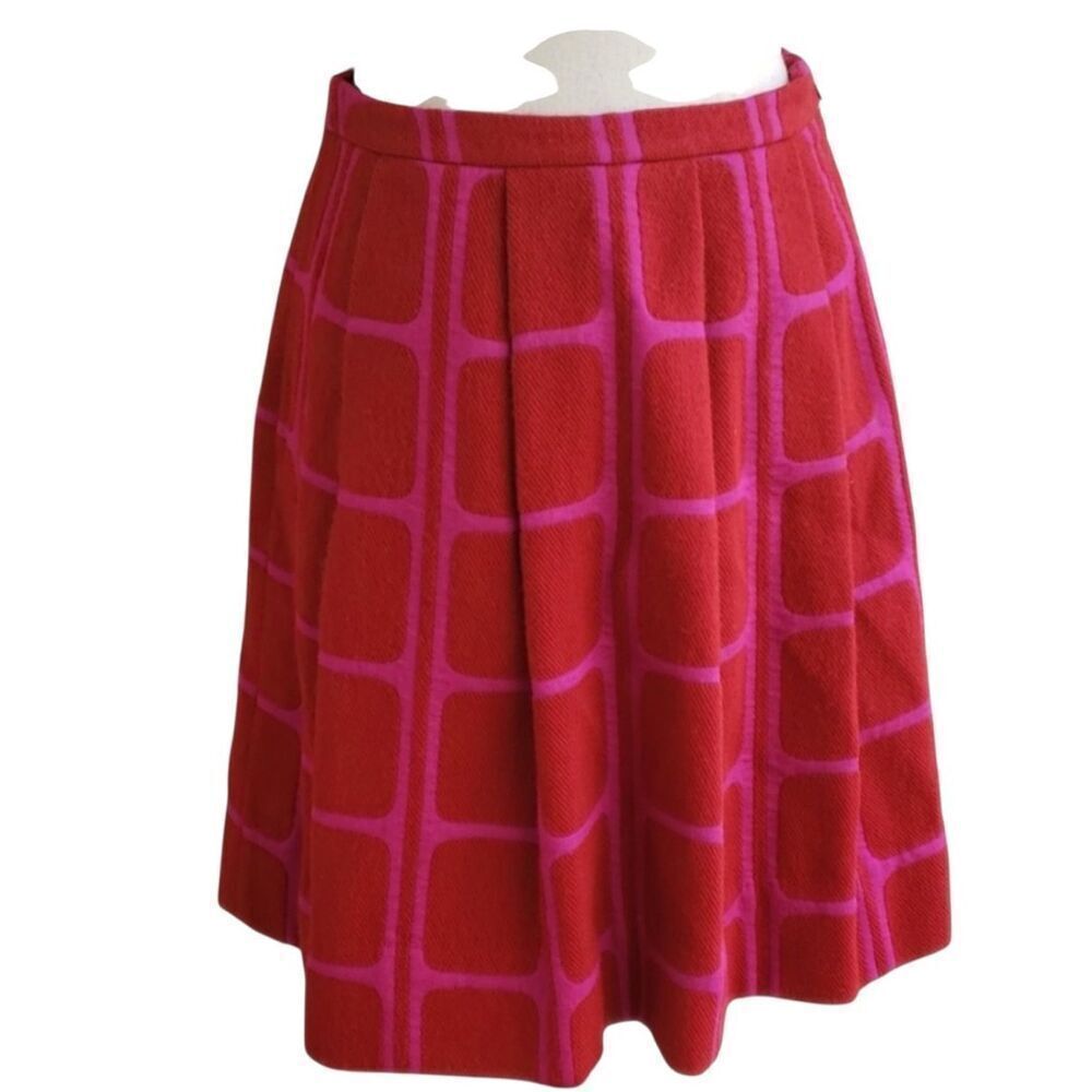Trina Turk Mod Geometric Red Wool Skirt Size 8